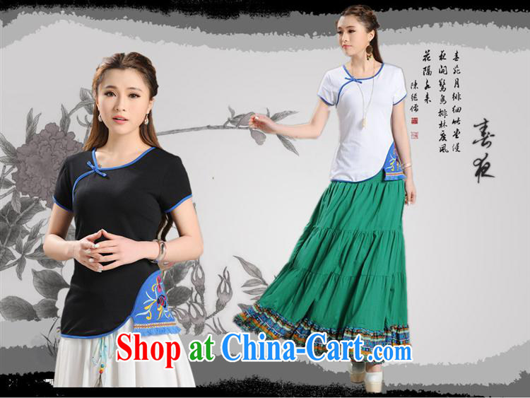 Black butterfly Ethnic Wind summer the original innovation, ladies embroidered short sleeves shirt T classic knocked color beauty 100 solid ground T-shirt white 2XL pictures, price, brand platters! Elections are good character, the national distribution, so why buy now enjoy more preferential! Health