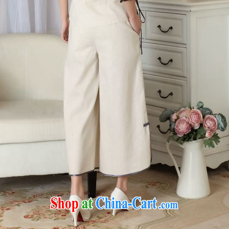 Find Sophie new summer Tang women Ms. pants elasticated waist costumed Han-wide leg Trouser press Ethnic Wind cotton the female trousers single pants L, flexible employment, shopping on the Internet
