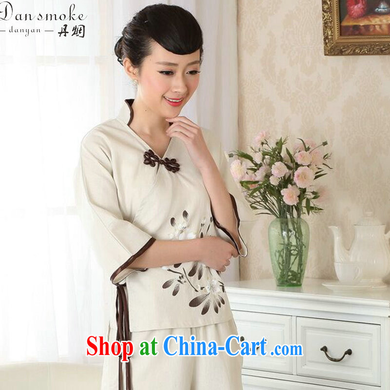 Dan smoke-free summer new dresses T-shirt cotton the linen Chinese Ethnic Wind blouses Tang discs for improved version click T-shirt 2XL, Bin Laden smoke, shopping on the Internet
