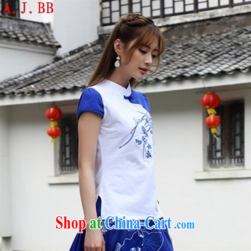 Black butterfly Ethnic Wind small, embroidery for the charge-back bubble short-sleeved shirt T cultivating knocked color female new solid white T-shirt 2 XL, A . J . BB, shopping on the Internet