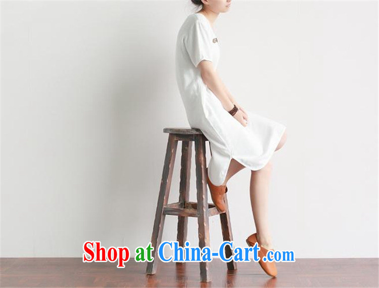 Abundant Ming summer 2015 New Sum girl, literature and art nouveau loose linen dresses girls short-sleeved dresses white L pictures, price, brand platters! Elections are good character, the national distribution, so why buy now enjoy more preferential! Health