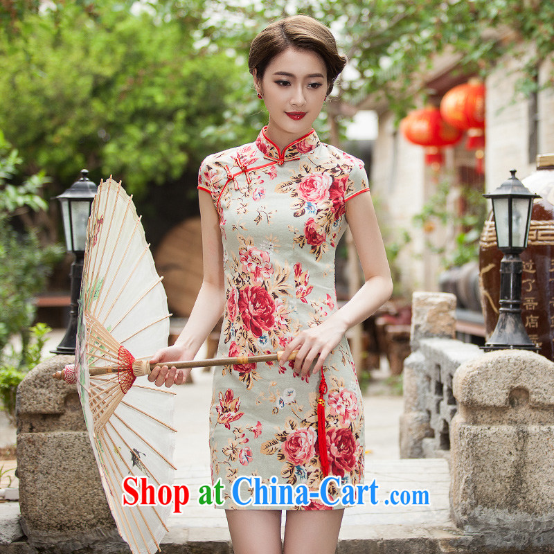 Red shinny 2015 summer new female elegant beauty short qipao cheongsam stylish dresses C C 518 1108 other M clothing, edge, I, on-line shopping