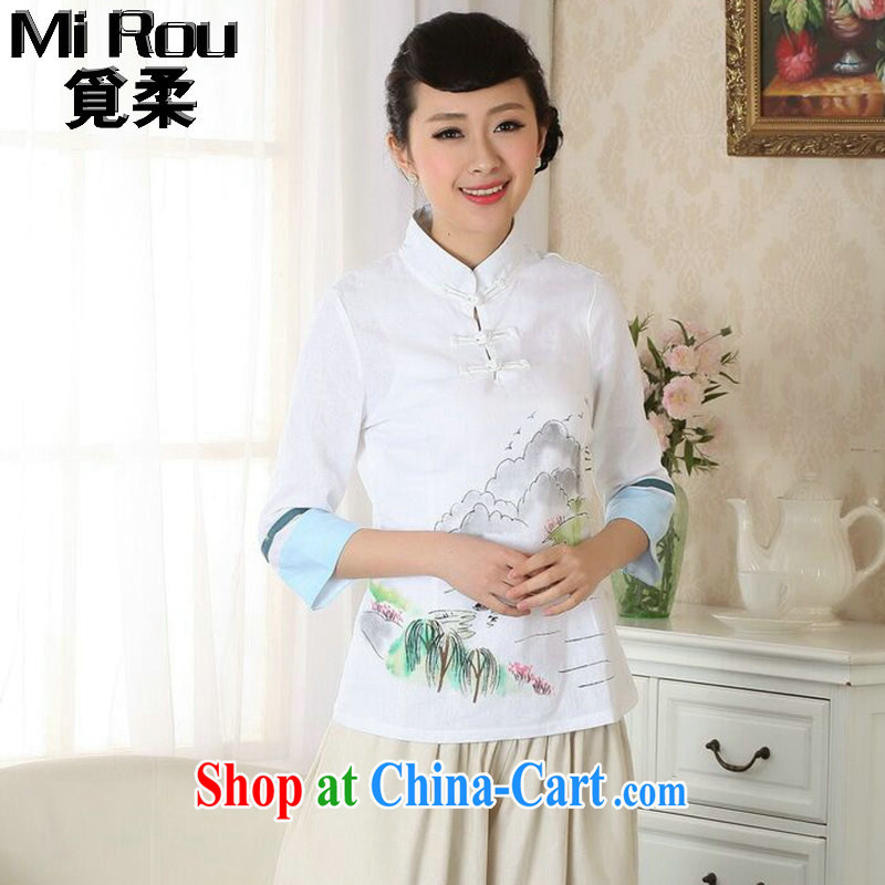 Find Sophie new summer hand-painted dresses T-shirt, cotton clothes the Chinese nation, women leaders, Mr Tang is improved as the color 2 XL, flexible employment, online shopping