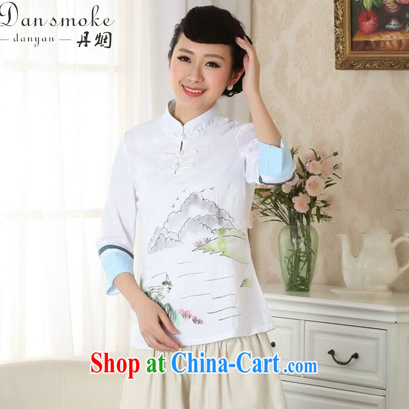Bin Laden smoke-free new summer hand-painted dresses T-shirt, cotton clothes the Chinese nation, women leaders, Tang is improved as the color 2 XL, Bin Laden smoke, shopping on the Internet