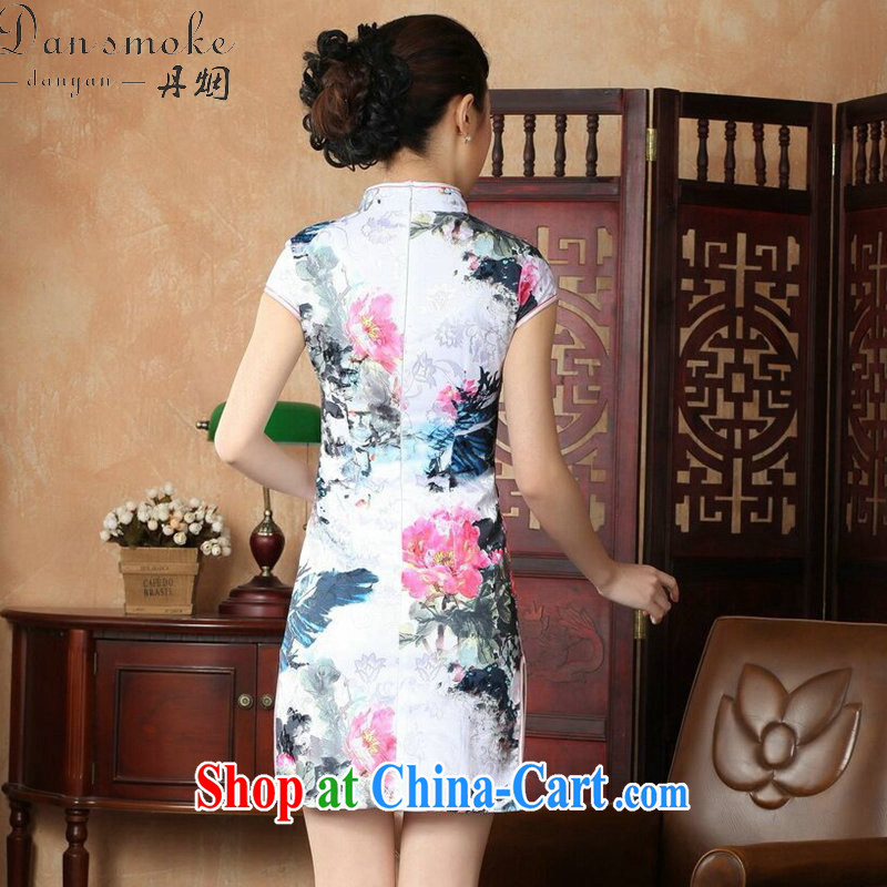 Dan smoke summer new female qipao improved Chinese qipao,Chinese, Chinese ink painting for cotton short cheongsam as color 2XL, Bin Laden smoke, shopping on the Internet