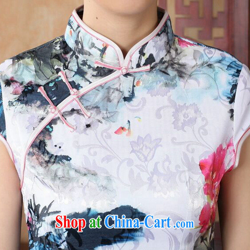 Dan smoke summer new female qipao improved Chinese qipao,Chinese, Chinese ink painting for cotton short cheongsam as color 2XL, Bin Laden smoke, shopping on the Internet