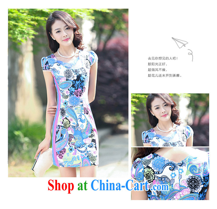 2015 new stretch cotton Ma dresses retro beauty everyday dresses skirts summer fashion to dress 5929 blue flower XL pictures, price, brand platters! Elections are good character, the national distribution, so why buy now enjoy more preferential! Health