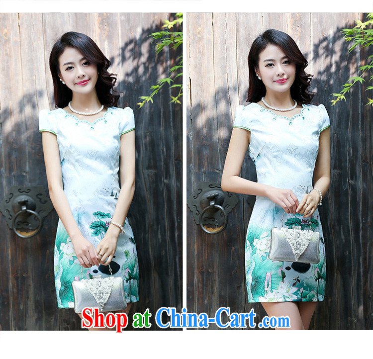 2015 new summer cotton MA the cheongsam retro pink floral stamp improved cheongsam dress 5930 light green XXL pictures, price, brand platters! Elections are good character, the national distribution, so why buy now enjoy more preferential! Health