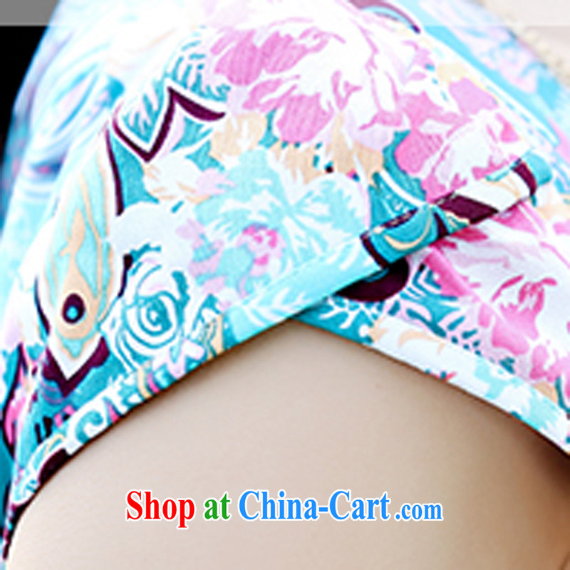 2015 summer new sexy cheongsam dress cultivating improved retro daily short spring dresses 5936 Yellow Flower XXL, Xin Wei era, online shopping