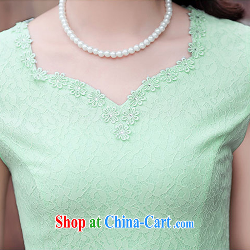 Summer 2015 female new cheongsam dress fashion dress short-sleeve style ladies, Beauty 1501 Green Green XXL, Xin Wei, and shopping on the Internet