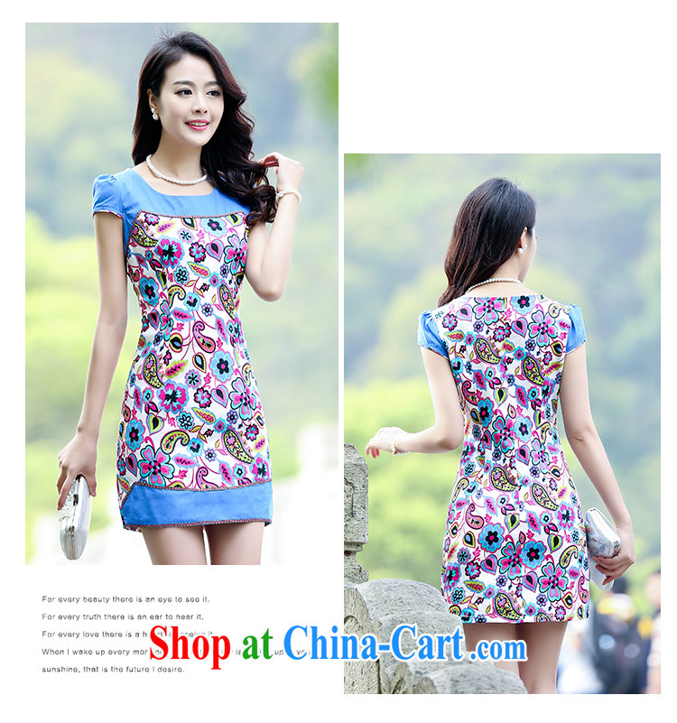 2015 new stretch cotton Ma dresses retro beauty everyday dresses skirts summer fashion to dress 5935 blue flower M pictures, price, brand platters! Elections are good character, the national distribution, so why buy now enjoy more preferential! Health