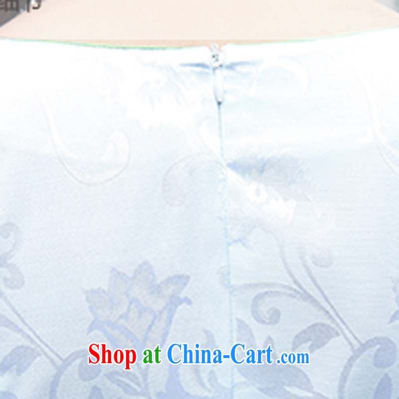 Improved cheongsam dress short 2015 new summer day, clothing and stylish beauty retro jacquard skirts women 5933 green willows M, Xin Wei era, shopping on the Internet