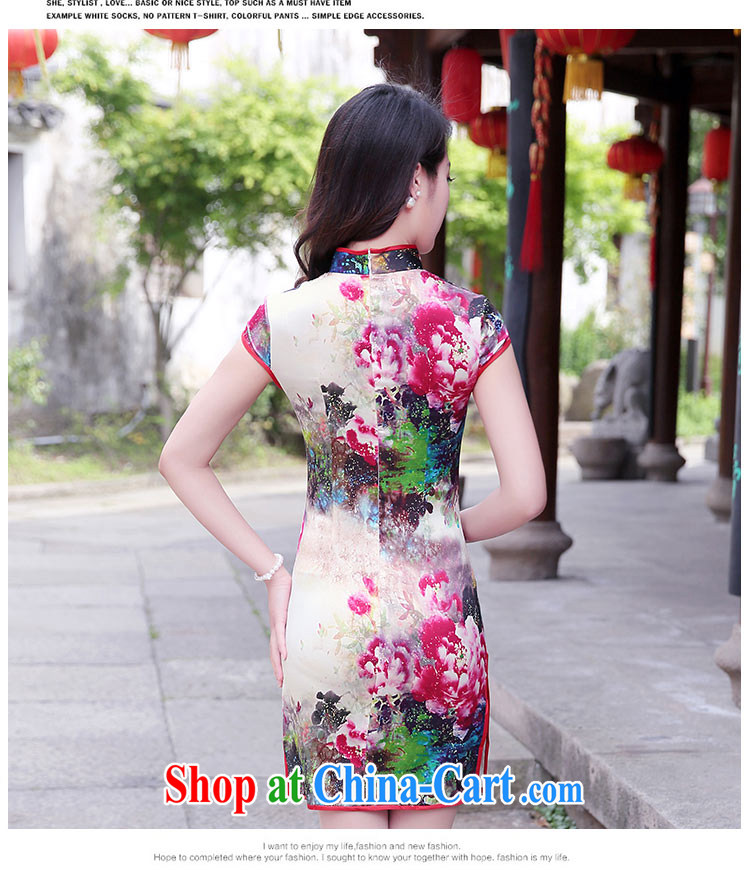 The female 2015 summer new improved stylish heavy Silk Cheongsam retro sauna Silk Cheongsam dress 1520 pink Peony M pictures, price, brand platters! Elections are good character, the national distribution, so why buy now enjoy more preferential! Health