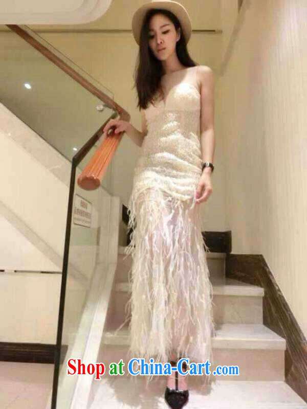 2015 new staples Mary Magdalene Pearl chest stitching feather Web yarn beauty dress long skirt B - 522-1, 8706 white M pictures, price, brand platters! Elections are good character, the national distribution, so why buy now enjoy more preferential! Health