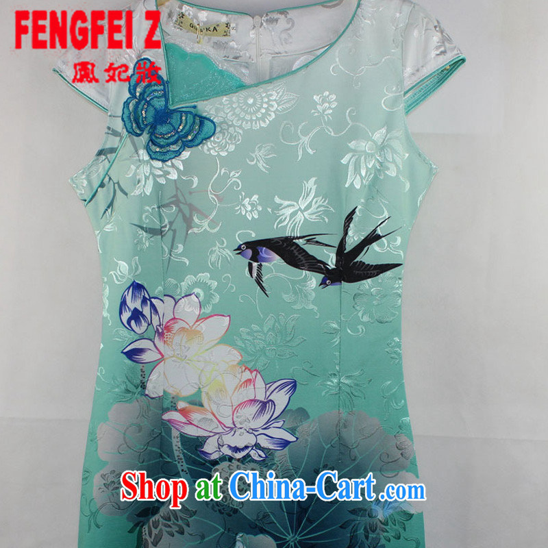 Feng Fei Colombia 2015 new dresses stylish Lotus the gradient improved fashion cheongsam dress summer fashion beauty _1569 Green S