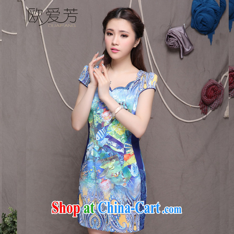 The Oi-fong dresses summer graphics gaunt End Ethnic Wind and stylish Chinese improved cheongsam dress XXL, the love-fong, shopping on the Internet