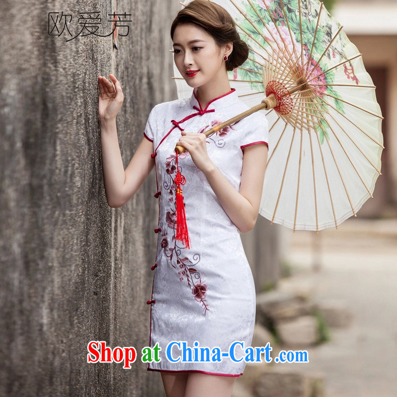The Oi-fong 2015 spring and summer New Tang with retro improved stylish short, cultivating daily cheongsam dress pink L, Oi-fong, shopping on the Internet