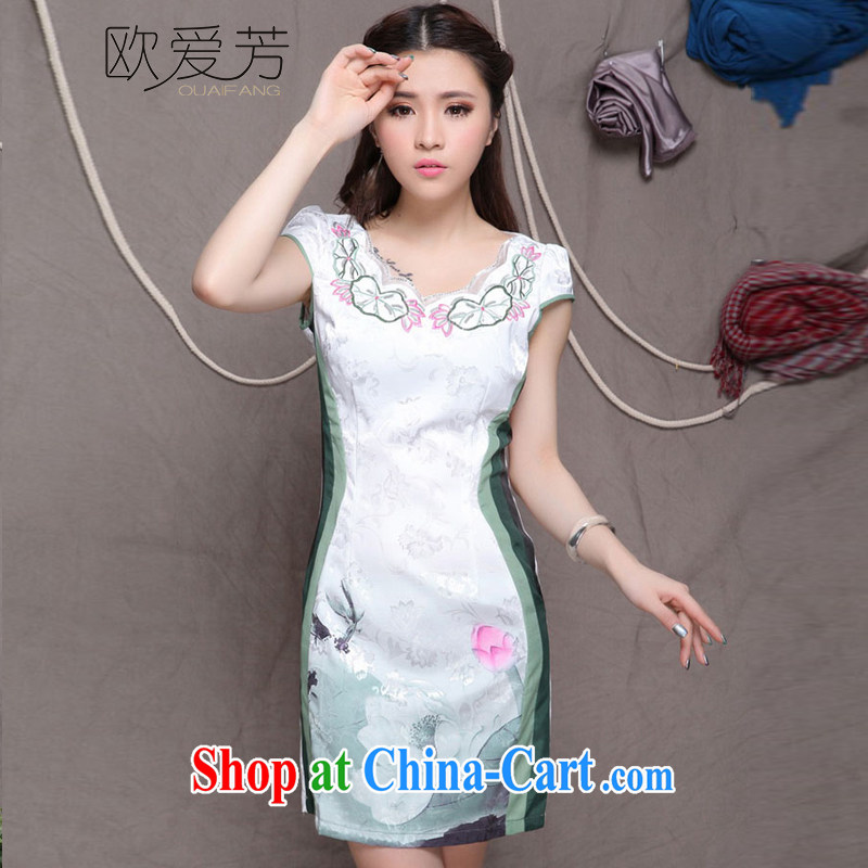 The Oi-fong 2014 summer day, high-end Ethnic Wind and stylish Chinese qipao dress retro beauty graphics thin cheongsam XXL, the love-fang, and shopping on the Internet