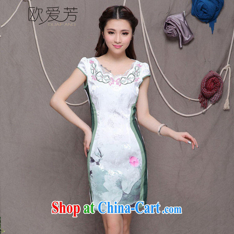 The Oi-fong 2014 summer day, high-end Ethnic Wind and stylish Chinese qipao dress retro beauty graphics thin cheongsam XXL, the love-fang, and shopping on the Internet