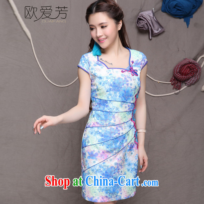 The Oi-fong 2015 New China wind stylish Ethnic Wind and refined improved cheongsam dress elegance green XL, the love-fang, shopping on the Internet
