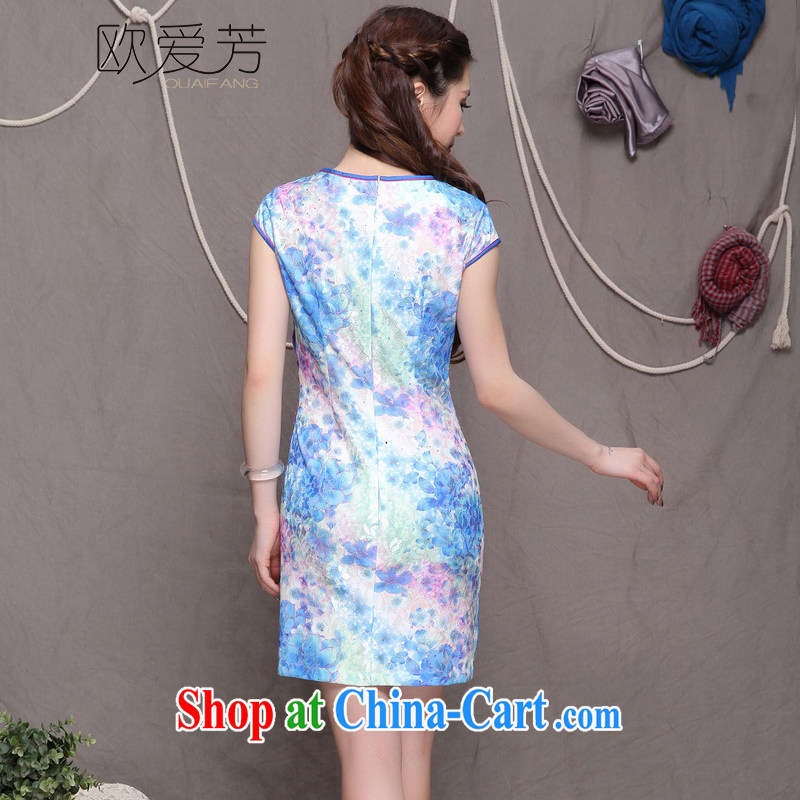 The Oi-fong 2015 New China wind stylish Ethnic Wind and refined improved cheongsam dress elegance green XL, the love-fang, shopping on the Internet