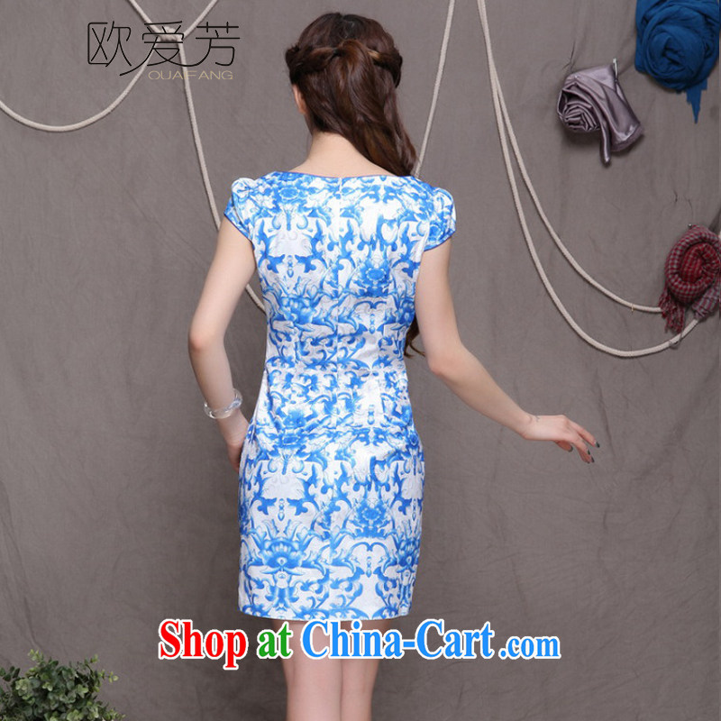 The Oi-fong Chinese wind graphics thin dresses high-end ethnic wind and stylish Chinese qipao dress summer XXL, the love-fong, shopping on the Internet