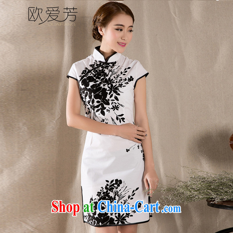 The Oi-fong Chinese wind graphics thin cheongsam dress stamp improved antique cheongsam dress XL, the love-fang, shopping on the Internet