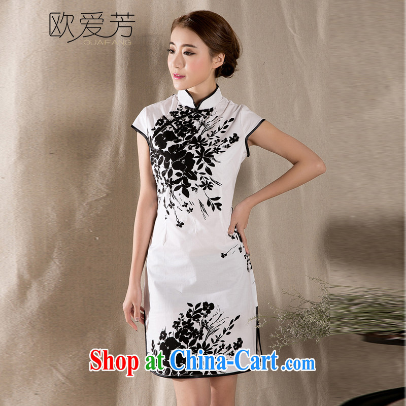 The Oi-fong Chinese wind graphics thin cheongsam dress stamp improved antique cheongsam dress XL, the love-fang, shopping on the Internet