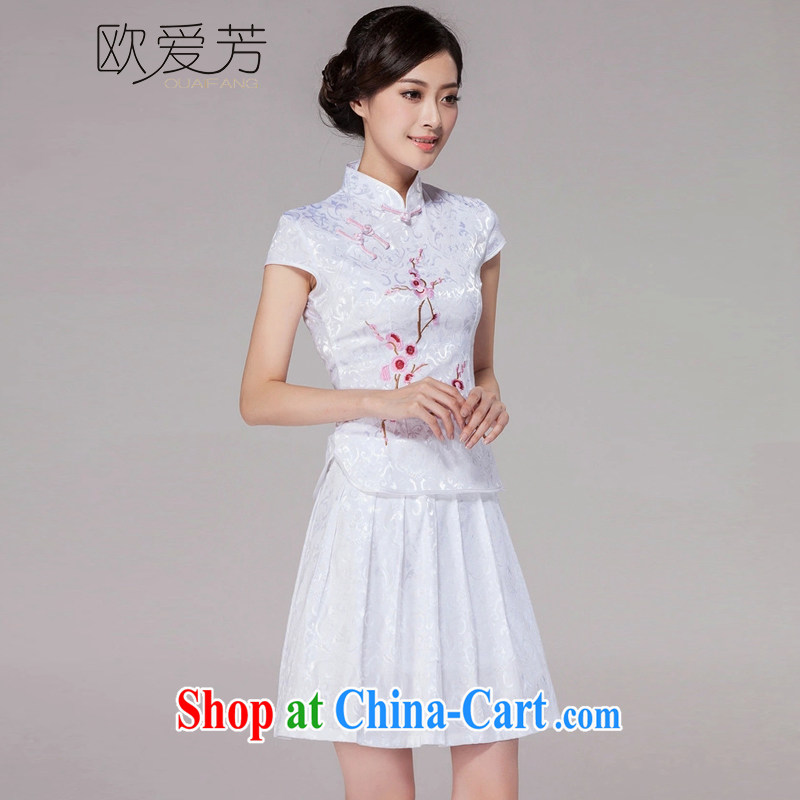The Oi-fong 2015 spring and summer new, female Tang with daily cheongsam dress high-end retro style two-piece with pink XXL, the love-fong, shopping on the Internet