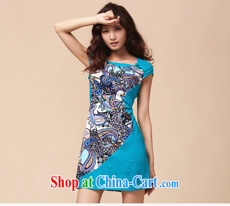 The May 2015 summer new, original Ethnic Wind the Code, qipao dresses small fresh short skirt light blue XXL pictures, price, brand platters! Elections are good character, the national distribution, so why buy now enjoy more preferential! Health