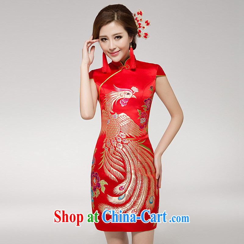 Howard Johnson full Chamber bridal wedding dresses wedding dresses red short Chinese improved bows clothes embroidery antique dresses and stylish collar made other code 20, Ho full chamber, shopping on the Internet