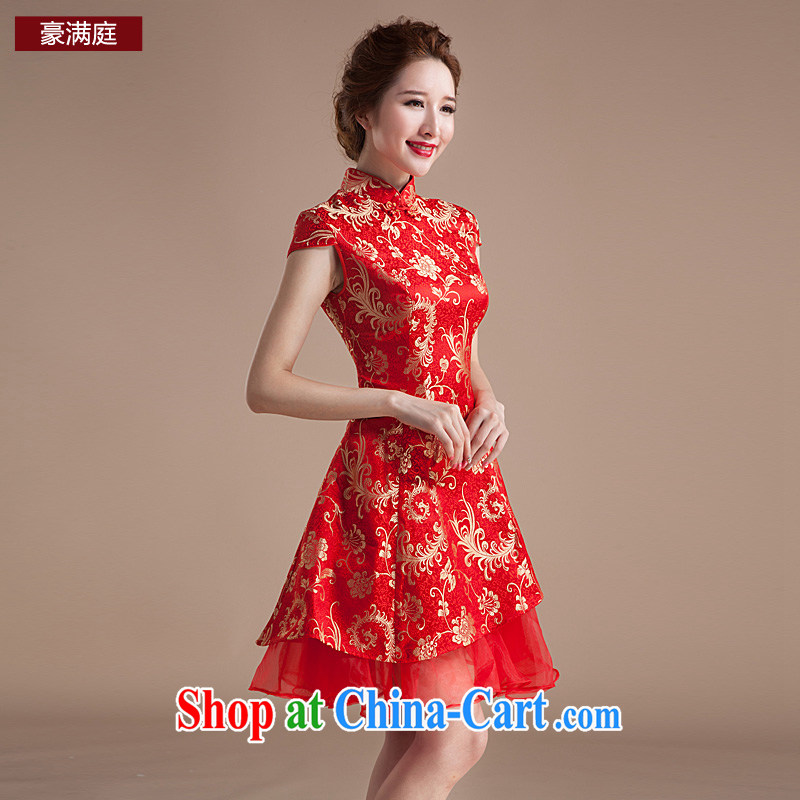 2015 new summer dresses wedding dress short dress red retro embroidery improved wedding bridal toast serving red XL, Ho full chamber, shopping on the Internet
