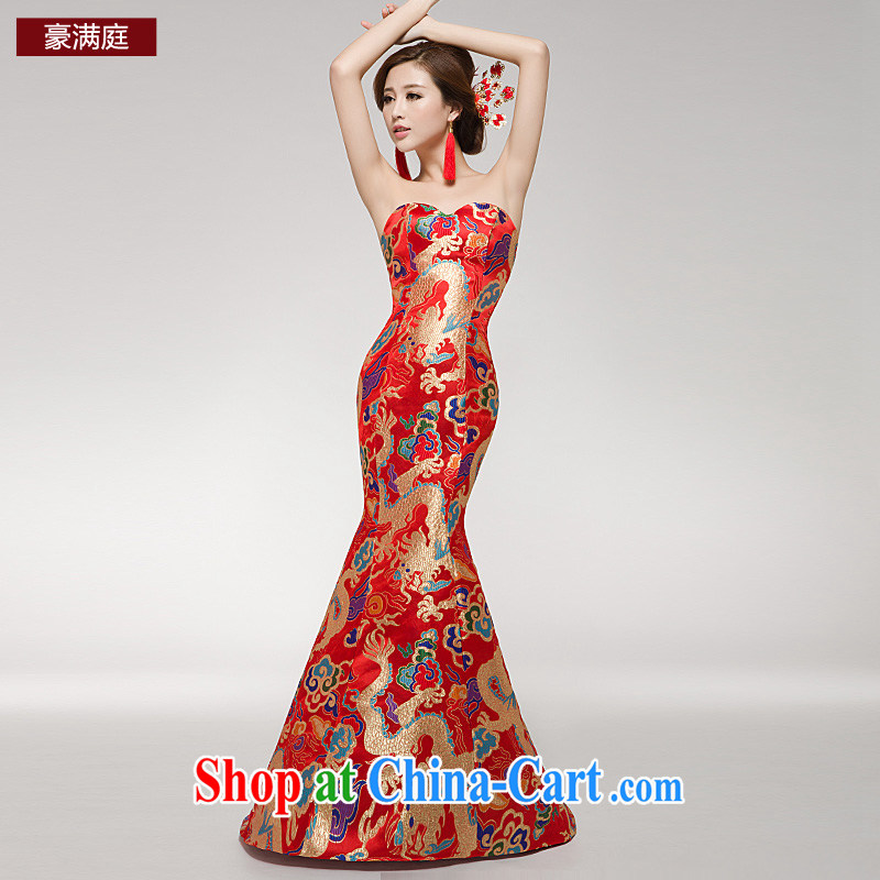 Ho full Chamber 2015 new wipe chest crowsfoot embroidery beauty dresses bridesmaid clothing dress toast stage service female Red XL, Ho full Chamber, and shopping on the Internet