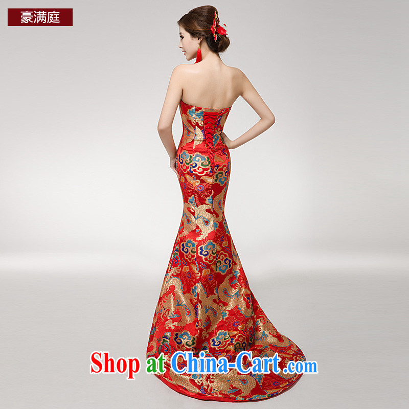 Ho full Chamber 2015 new wipe chest crowsfoot embroidery beauty dresses bridesmaid clothing dress toast stage service female Red XL, Ho full Chamber, and shopping on the Internet