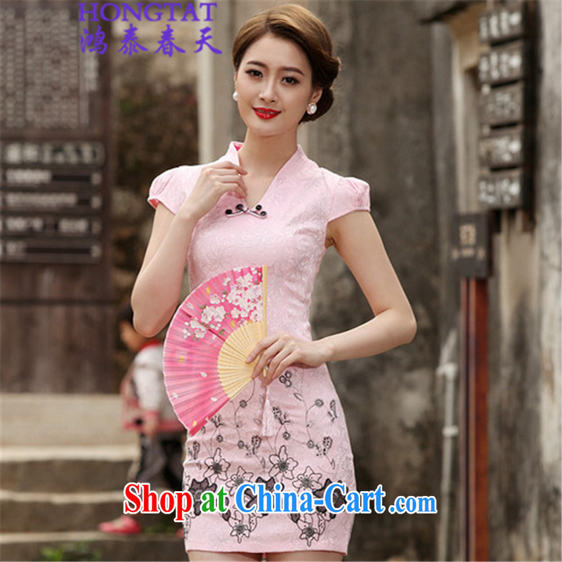Hung Tai spring 2015 summer retro short cheongsam dress, 518 - 1120 - 42 white XL, Hung Tai spring (hongtaichuntian), and, on-line shopping