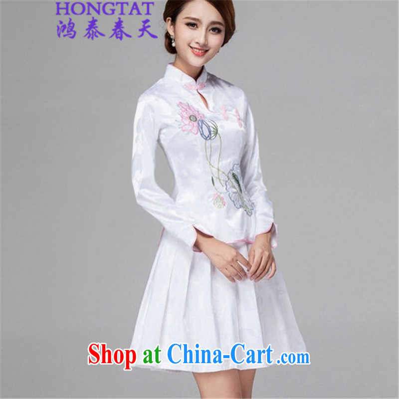 Leong Che-hung Tai spring 2015 summer retro style long-sleeved dresses two piece kit, 518 - 1121 - 60 white XL, Hung Tai spring (hongtaichuntian), online shopping