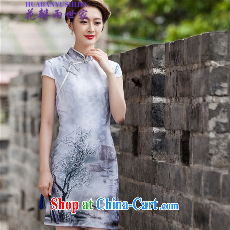 Petals rain Family Summer 2015 retro style Chinese style qipao Chinese 518 - 1107 - 48 photo color XL