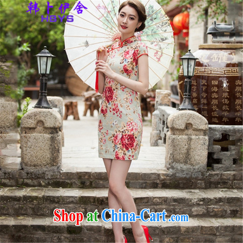 The Korea House, summer 2015 beauty short cheongsam dress, 518 - 1108 - 48 floral XL, Korea, Lakhdar Brahimi (HANBOYISHE), shopping on the Internet