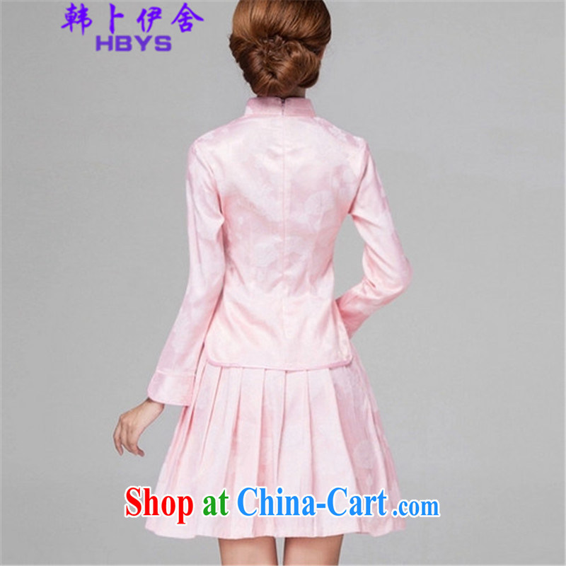 The Korea House, summer 2015 retro style long-sleeved dresses two piece kit, 518 - 1121 - 60 pink XL, Korea, Lakhdar Brahimi (HANBOYISHE), shopping on the Internet