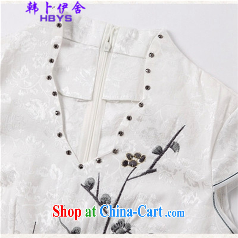The Korea House, summer 2015 V collar Phillips-head nails Pearl crowsfoot skirt, 518 - 1123 - 45 white XL, won Bin Abdullah al (HANBOYISHE), shopping on the Internet