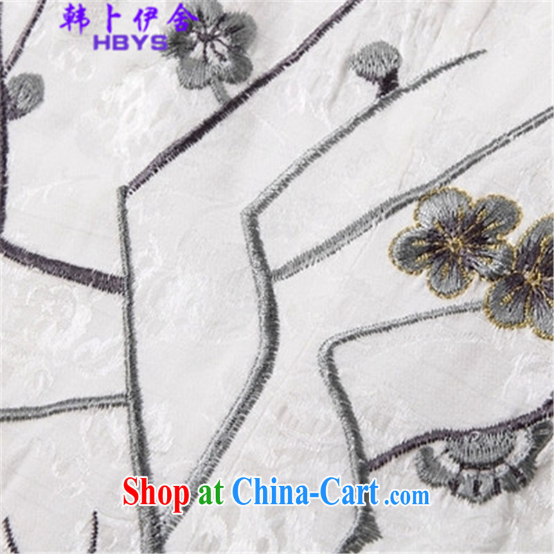 The Korea House, summer 2015 V collar Phillips-head nails Pearl crowsfoot skirt, 518 - 1123 - 45 white XL, won Bin Abdullah al (HANBOYISHE), shopping on the Internet