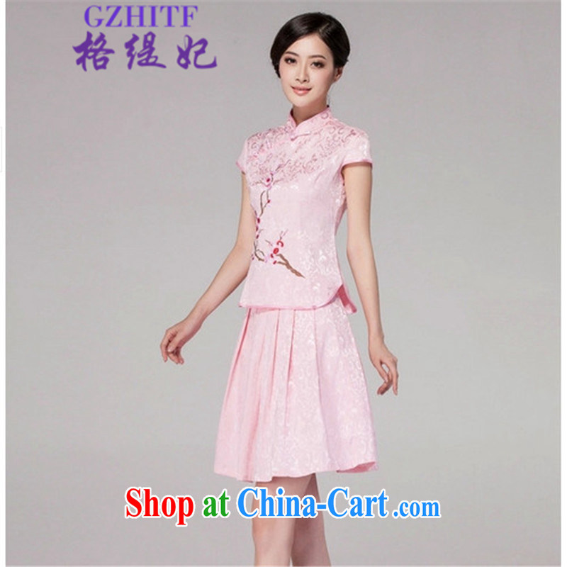 The economy as Princess Diana's 2015 summer cheongsam dress high-end retro style two-part kit, 518 - 1125 - 60 pink XL, the economy, and, on-line shopping