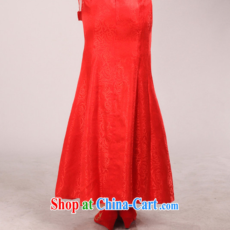 Rain is still Yi marriages served toast 2015 new, Yi long skirt dresses, improved stylish long cheongsam QP 510 red M, rain is still clothing, shopping on the Internet