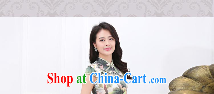 2015 summer new beauty, long ethnic wind Chinese Antique improved cheongsam Silk Dresses female Lotus Pond XXL pictures, price, brand platters! Elections are good character, the national distribution, so why buy now enjoy more preferential! Health
