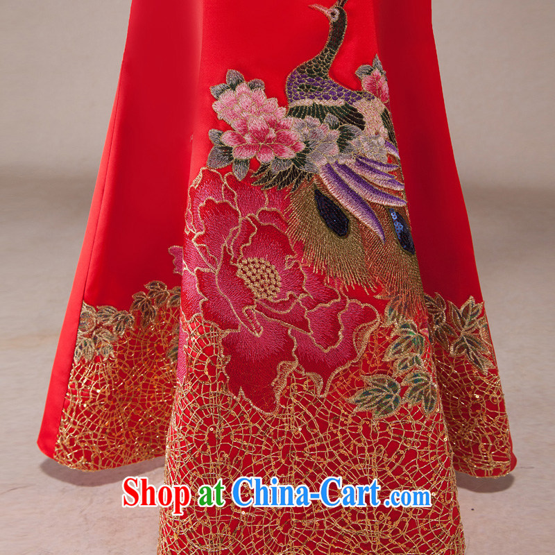 Wedding dress long serving toast red cheongsam Beauty Chest bare BEAUTY package and wedding bridal dress and red XL, Ho full chamber, shopping on the Internet