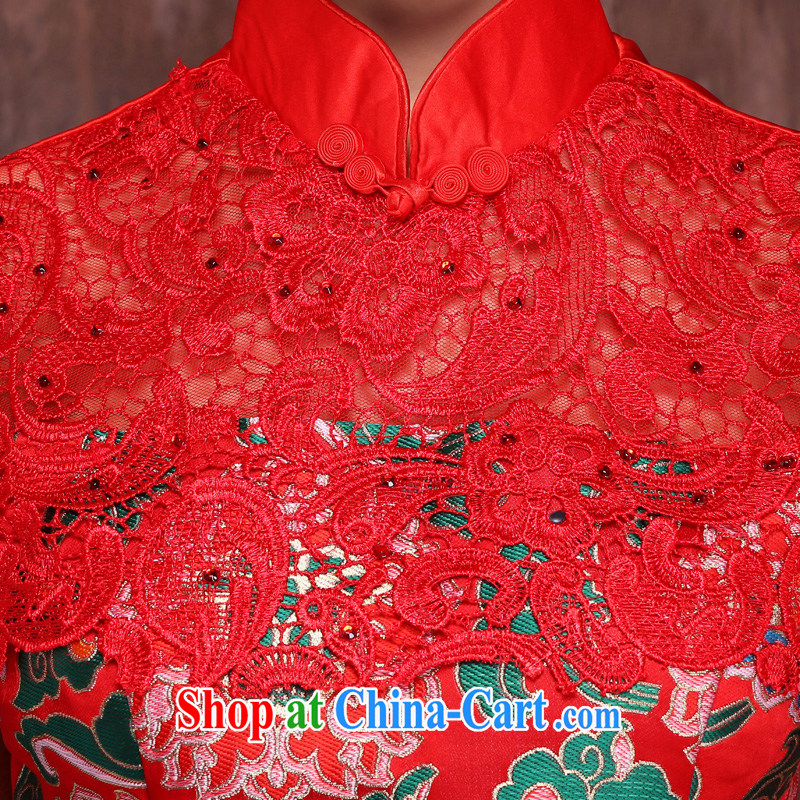 Marriages red bows, serving 2015 Chinese improved short-sleeved cultivating cheongsam dress dresses spring red XL, Ho full Chamber, and shopping on the Internet