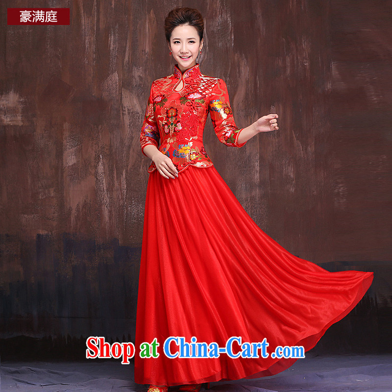 Marriages marriage red bows service 2015 spring and summer new long-sleeved retro China wind wedding dresses long red XL, Ho full chamber, shopping on the Internet