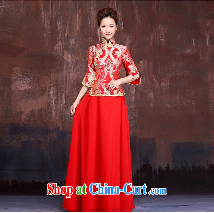 Red cheongsam dress-up and down the bridal 2015 New Beauty 7 sub-cuff antique toast improved service autumn and winter long red XL pictures, price, brand platters! Elections are good character, the national distribution, so why buy now enjoy more preferential! Health