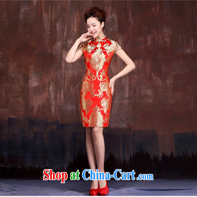 Ho full court marriages red short bows service 2015 new dragon robe improved Chinese qipao bridal red XL pictures, price, brand platters! Elections are good character, the national distribution, so why buy now enjoy more preferential! Health