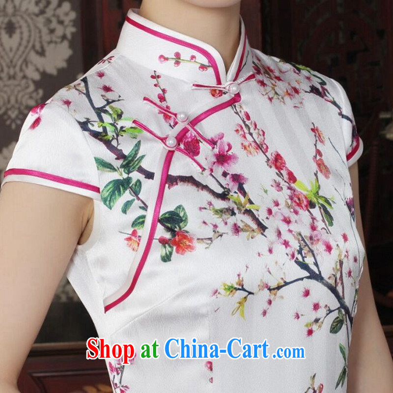 spend the summer female sauna Silk Cheongsam heavy silk Chinese improved the collar cheongsam floral daily outfit such as the color XL, flowers, and, shopping on the Internet